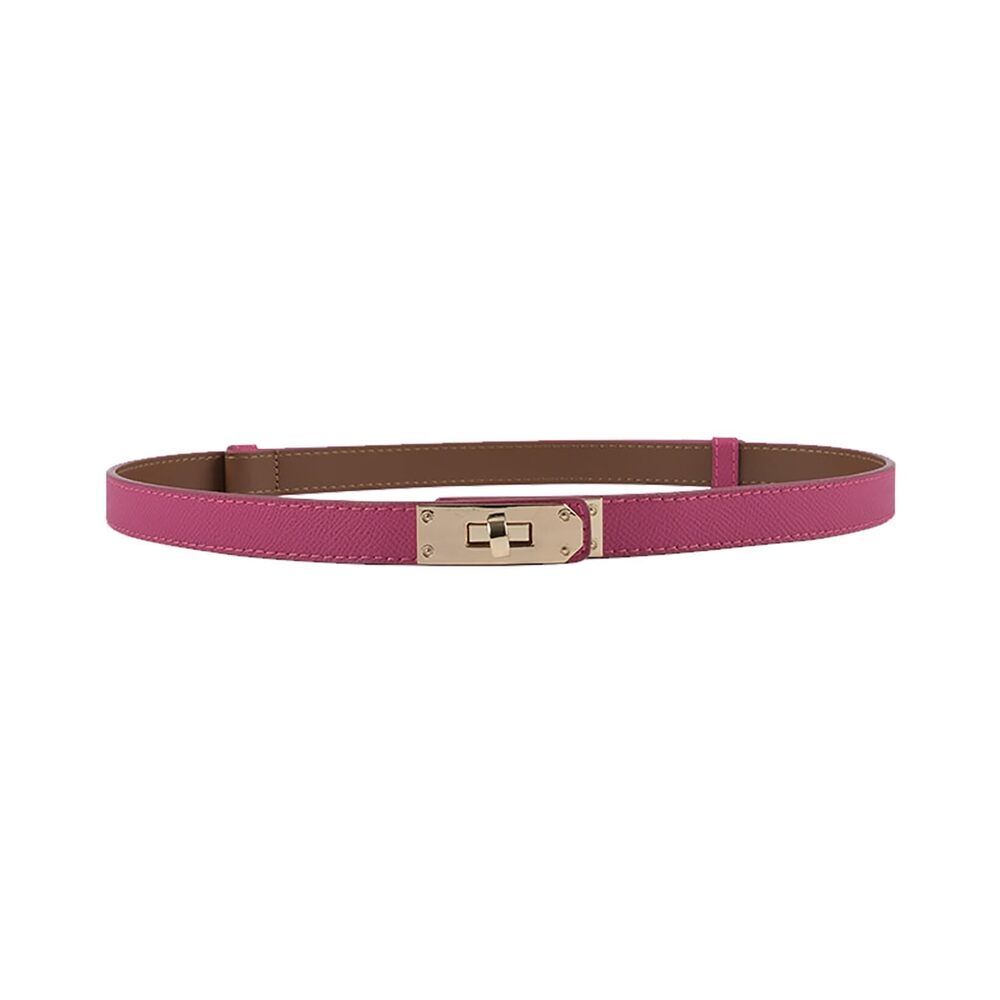 1864 Women's Skinny Leather Belt With Adjustable Golden Turn-lock Buckle